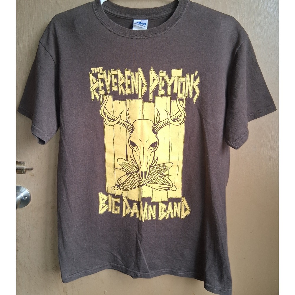 Reverend Peyton's Big Damn Band Graphic Tee‎ Sz Med Brown Gildan Tag